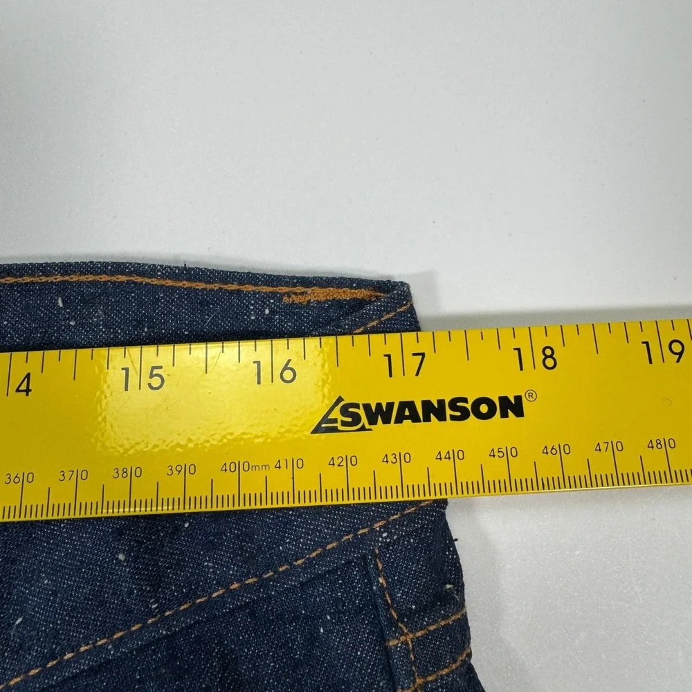 Gustin Slim Fit Mens 33x30 Blue Dark Wash Nep Denim Raw Button Fly Jeans